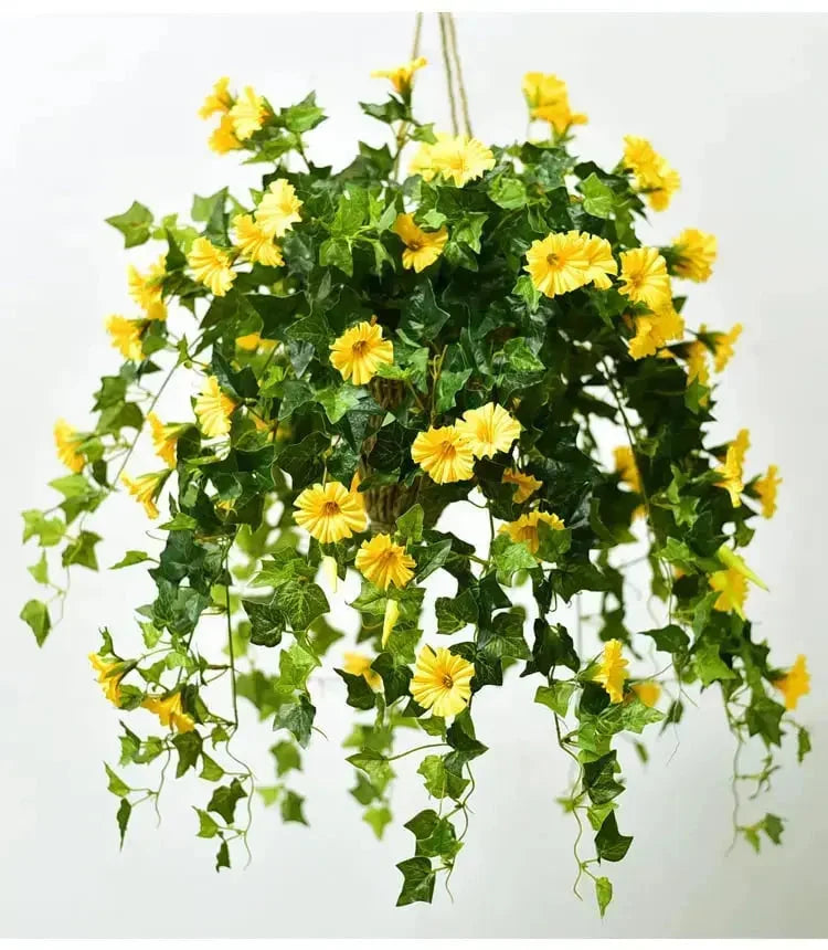 Artificial Morning Glory Garland Lifelike Silk UV Resistant