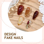Artificial Nail Set Festive 3D Designs Adhesive Pads