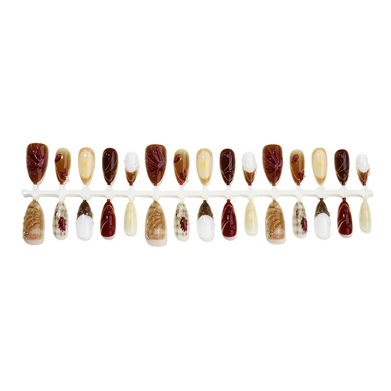 Artificial Nail Set Festive 3D Designs Adhesive Pads
