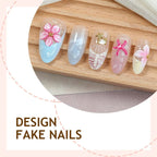 Artificial Nail Set Floral Designs 20 Piece Easy Application