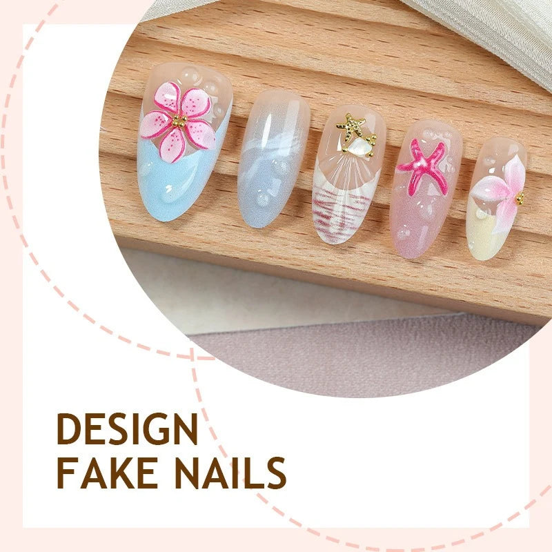 Artificial Nail Set Floral Designs 20 Piece Easy Application