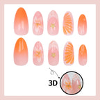 Artificial Nail Set Floral & Fruit 24-Piece With Glue