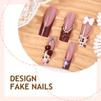 Artificial Nail Set Floral & Glam Self-Adhesive 15-Piece