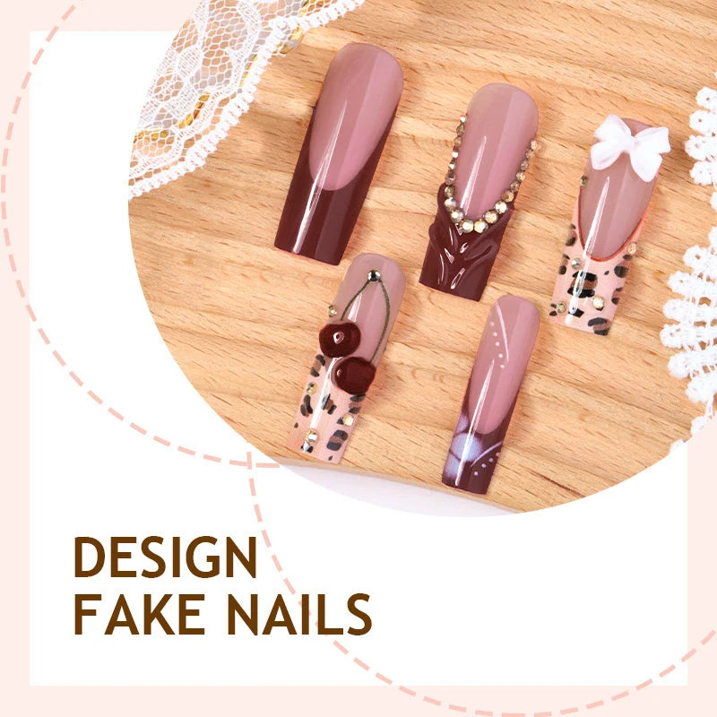 Artificial Nail Set Floral & Glam Self-Adhesive 15-Piece