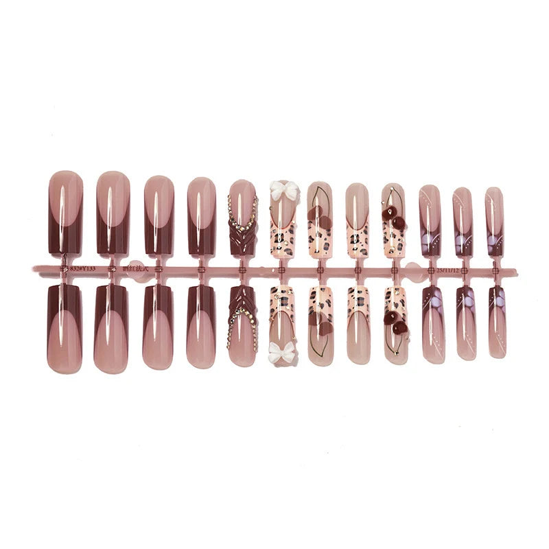 Artificial Nail Set Floral & Glam Self-Adhesive 15-Piece