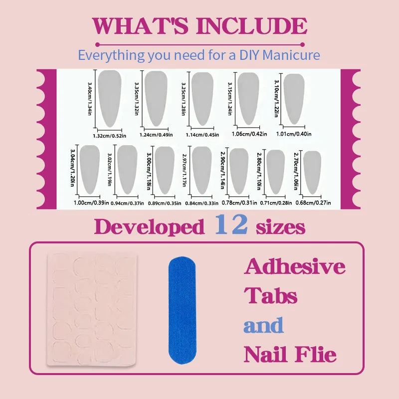 Artificial Nail Set Gold Accented Reusable & Waterproof