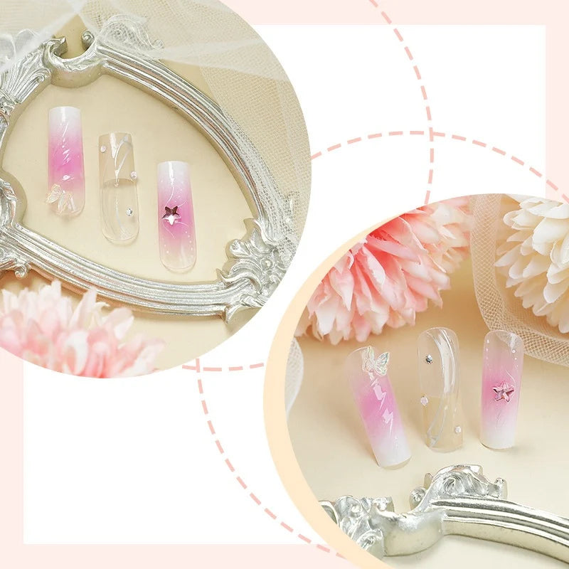 Artificial Nail Set Gradient & 3D Design 20-Piece Set