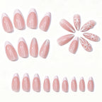 Artificial Nail Set Long-Lasting White Tips & Glitter