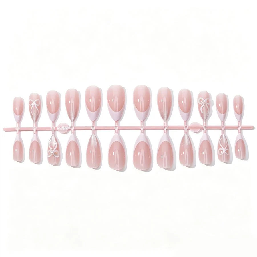 Artificial Nail Set Long-Lasting White Tips & Glitter