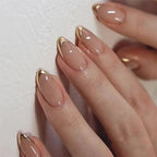 Artificial Nail Set Non-Toxic Pink Gold Accents