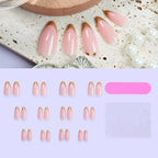 Artificial Nail Set Non-Toxic Pink Gold Accents