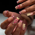 Artificial Nail Set Self-Adhesive 3D Floral & Glitter