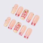 Artificial Nail Set Self-Adhesive 3D Floral & Glitter