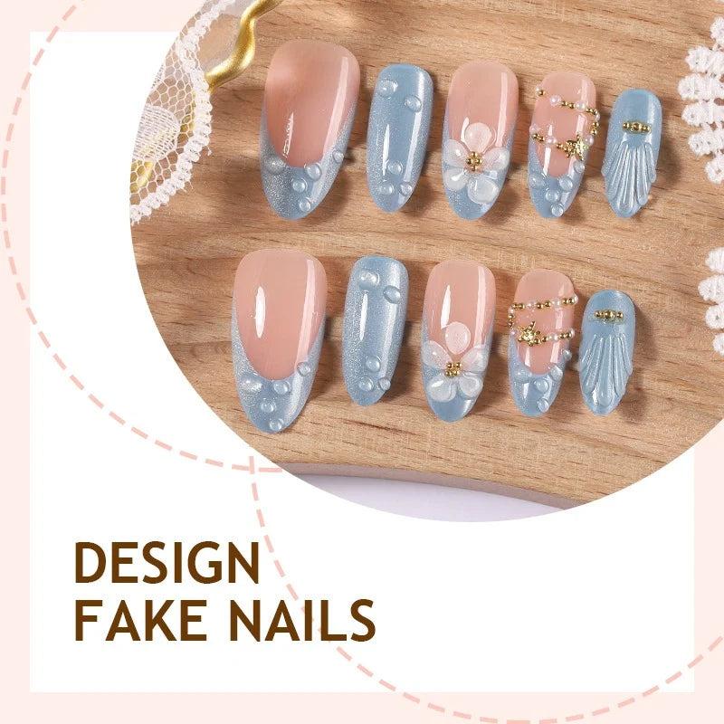 Artificial Nail Set Self-Adhesive Floral & Glitter 24 Piece