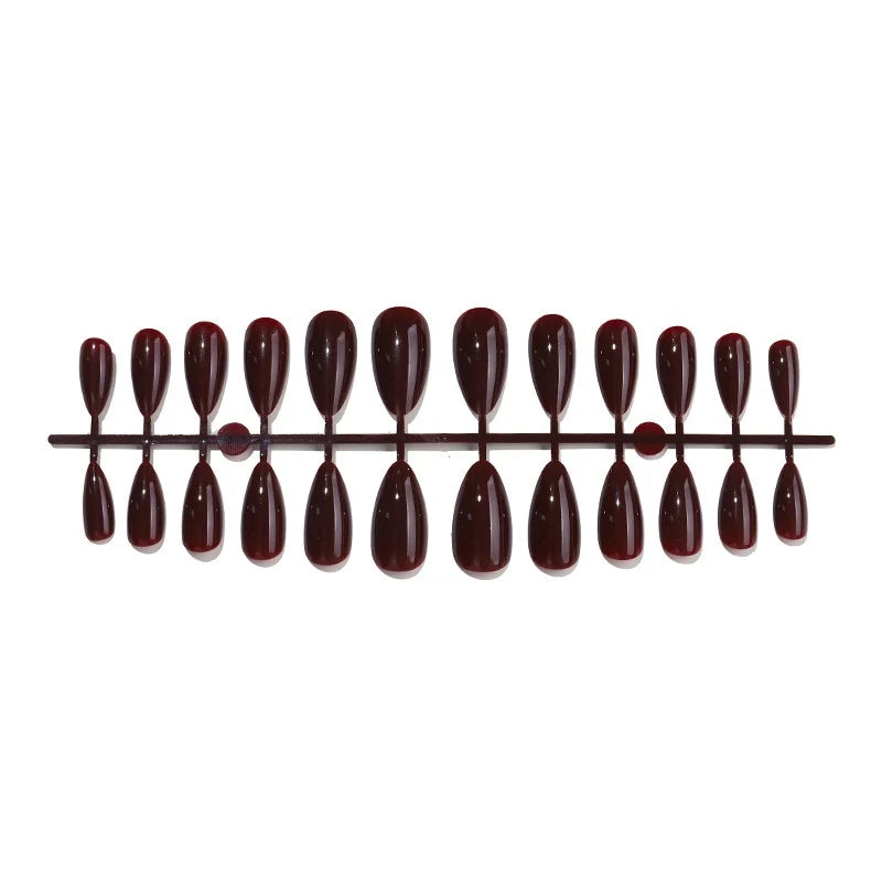 Artificial Nail Set Stiletto Deep Red 24 Piece