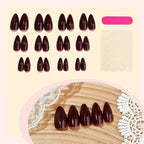 Artificial Nail Set Stiletto Deep Red 24 Piece