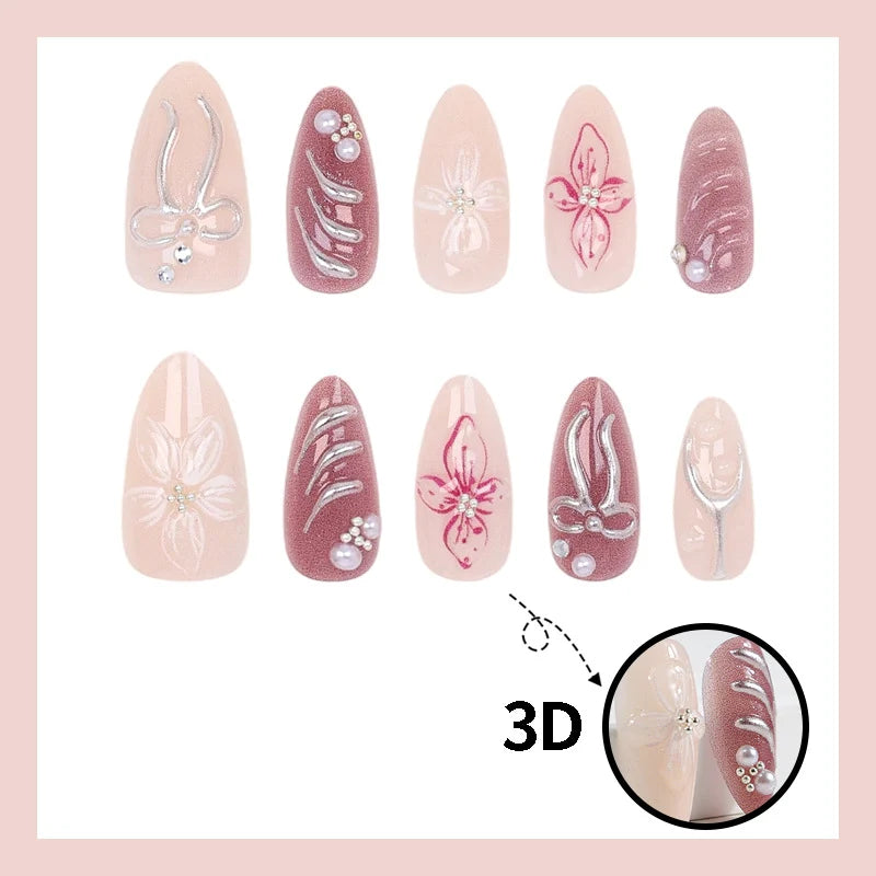 Artificial Nails Set Adhesive Strips Multiple Designs
