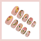 Artificial Nails Set Floral Press-On Easy Application