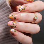 Artificial Nails Set Floral Press-On Easy Application