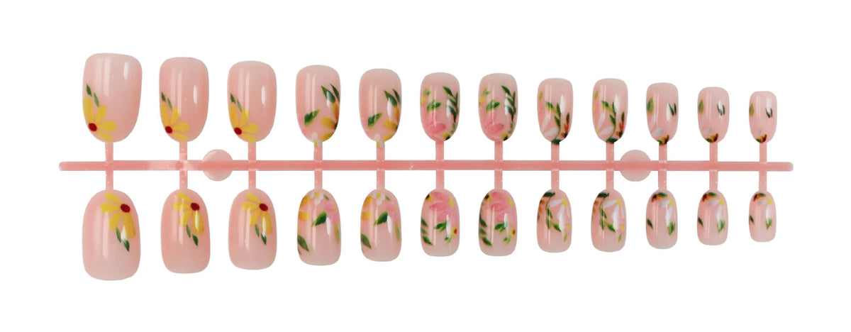 Artificial Nails Set Floral Press-On Easy Application