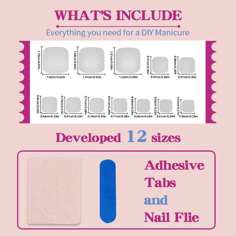 Artificial Nails Set Vibrant Designs Peel & Stick