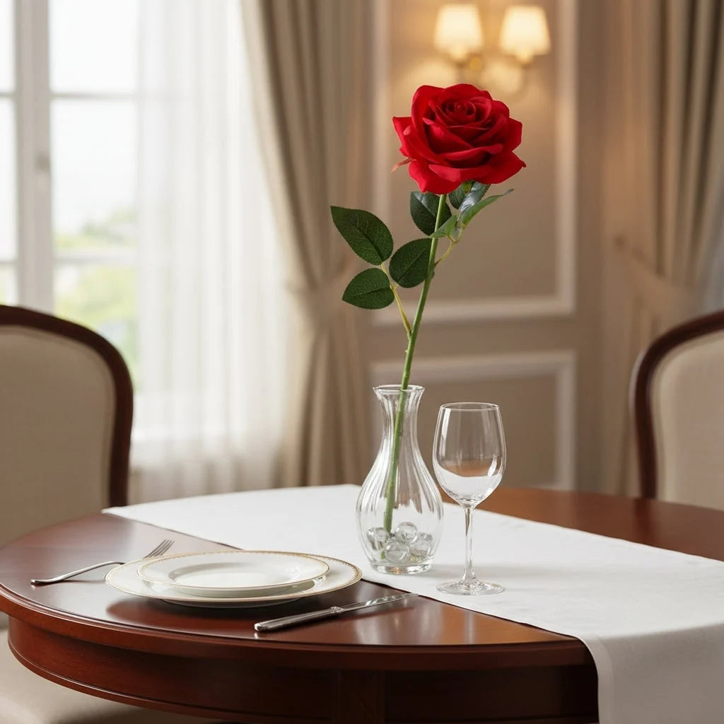 Artificial Rose Long Stem Lifelike Matte Petals