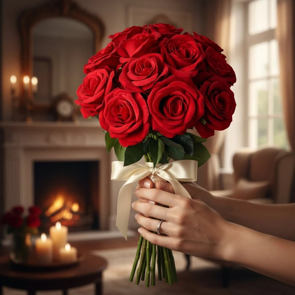 Artificial Rose Long Stem Lifelike Matte Petals