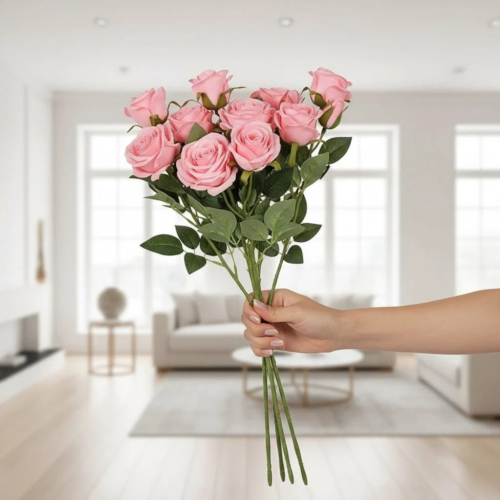 Artificial Rose Long Stem Lifelike Matte Petals