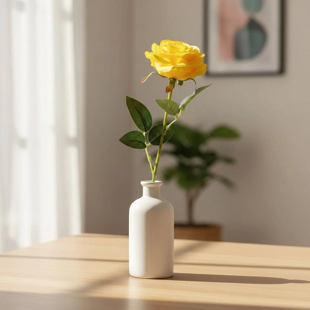 Artificial Rose Long Stem Lifelike Matte Petals