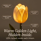 Artificial Tulip Bouquet Lifelike Felt Petals Battery-Operated LED Timer