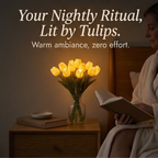 Artificial Tulip Bouquet Lifelike Felt Petals Battery-Operated LED Timer