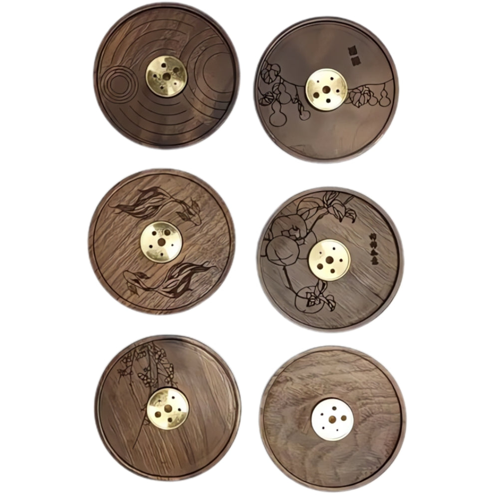Ash-Collecting Polished Copper & Wood Incense Holder Dish