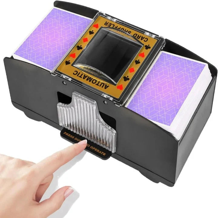 Automatic Card Shuffler Battery-Powered Handles Up To Two Decks