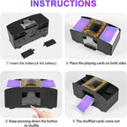 Automatic Card Shuffler Battery-Powered Handles Up To Two Decks