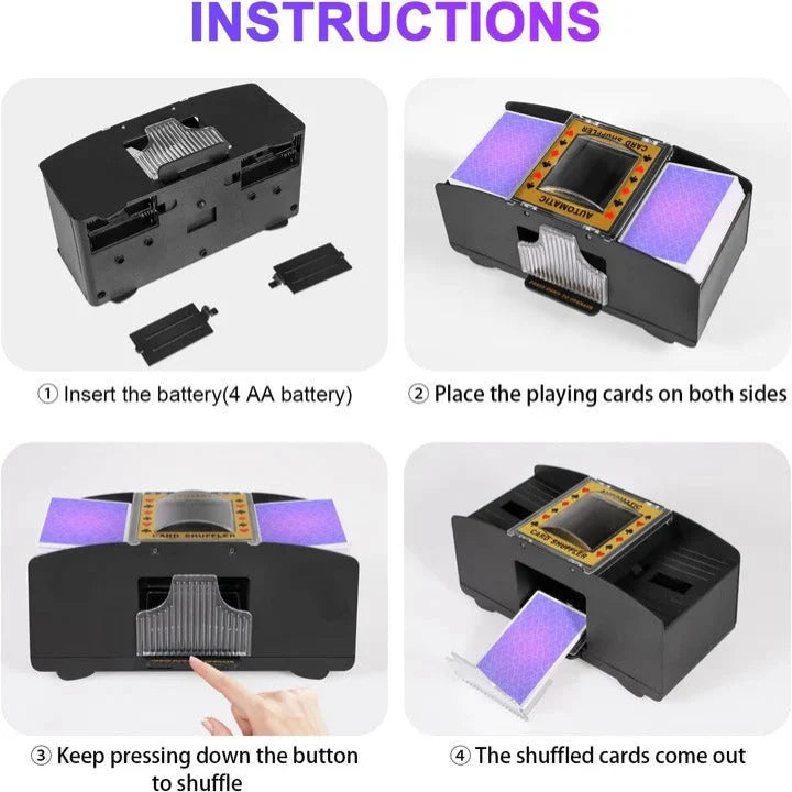 Automatic Card Shuffler Battery-Powered Handles Up To Two Decks