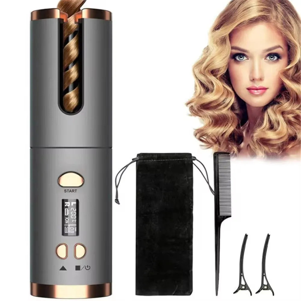 Automatic Hair Curler Cordless Anti-Tangle Ceramic Coating