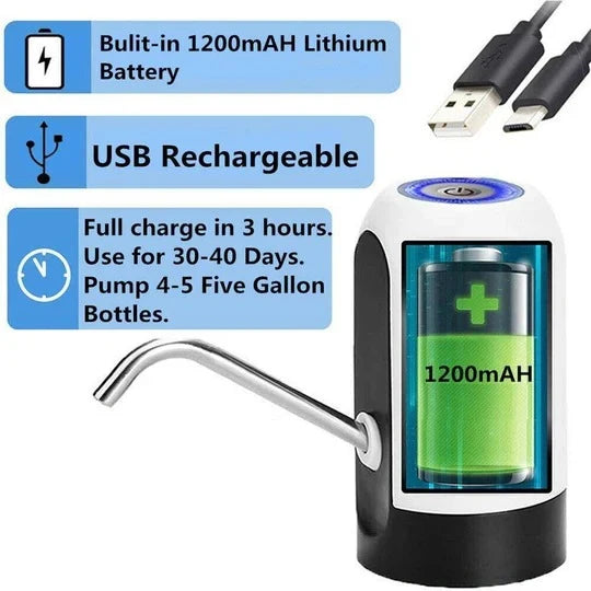 Automatic Water Dispenser Bottle-Mounted One-Touch USB Rechargeable