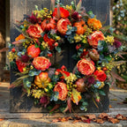 Autumn Wreath Handcrafted Pumpkins & Leaves