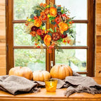Autumn Wreath Handcrafted Pumpkins & Leaves