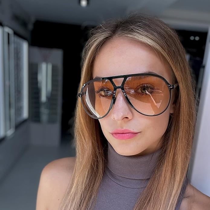 Aviator Sunglasses Oversized Square Lenses UV400 Lightweight