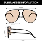 Aviator Sunglasses Oversized Square Lenses UV400 Lightweight