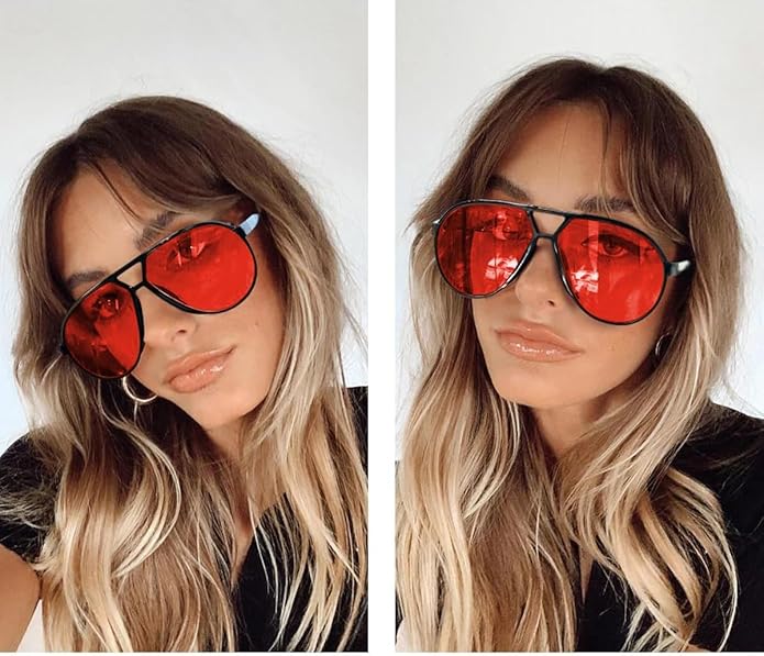 Aviator Sunglasses Oversized Square Lenses UV400 Lightweight