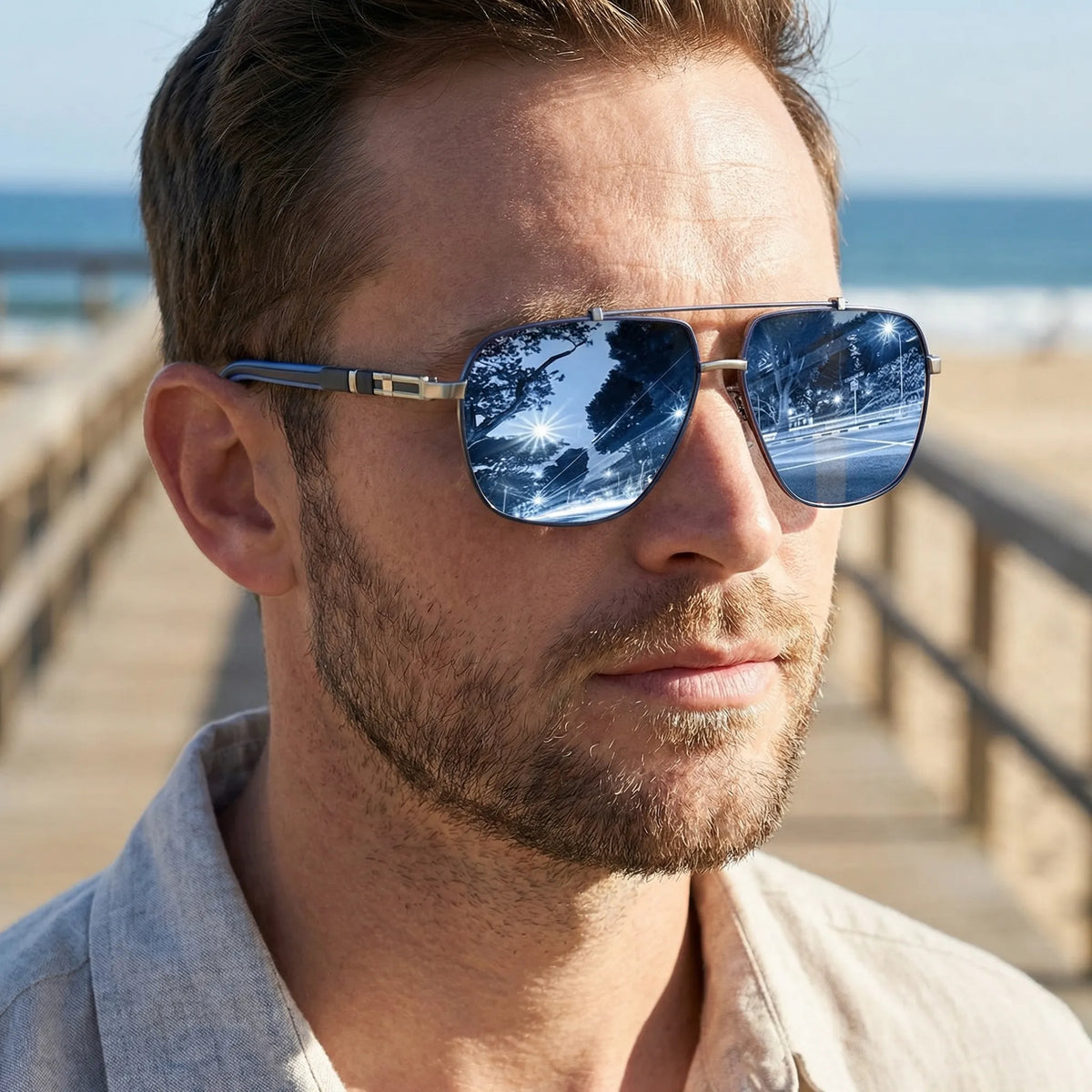 Aviator Sunglasses Polarized UV400 Lightweight Metal Frame