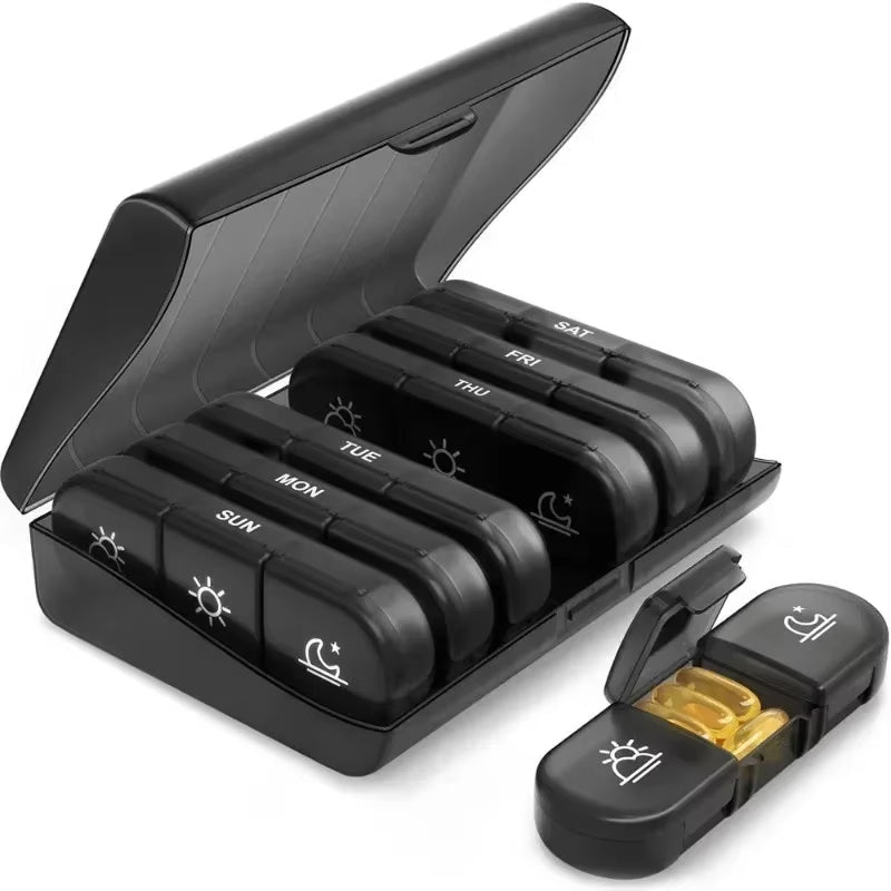 BPA-Free 21-Slot Weekly Pill Organizer (Pocket-Sized)