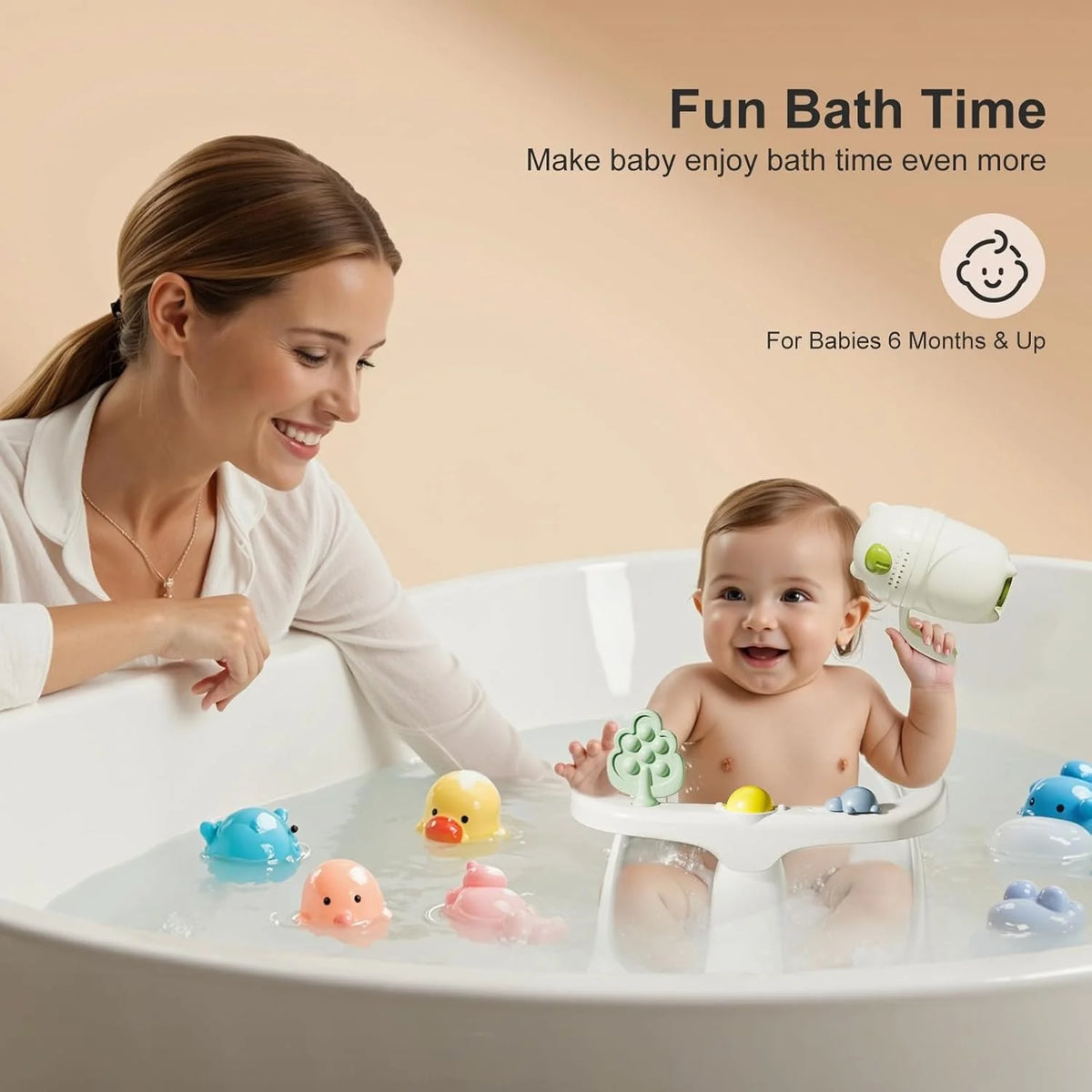 Baby Bath Seat Suction Cup Base & Temperature Display