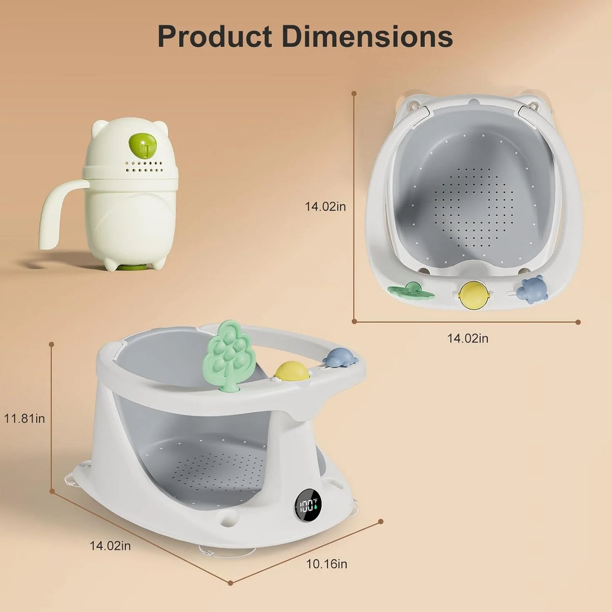 Baby Bath Seat Suction Cup Base & Temperature Display