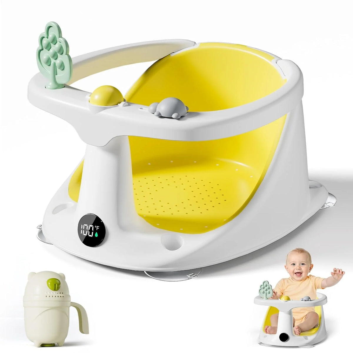 Baby Bath Seat Suction Cup Base & Temperature Display