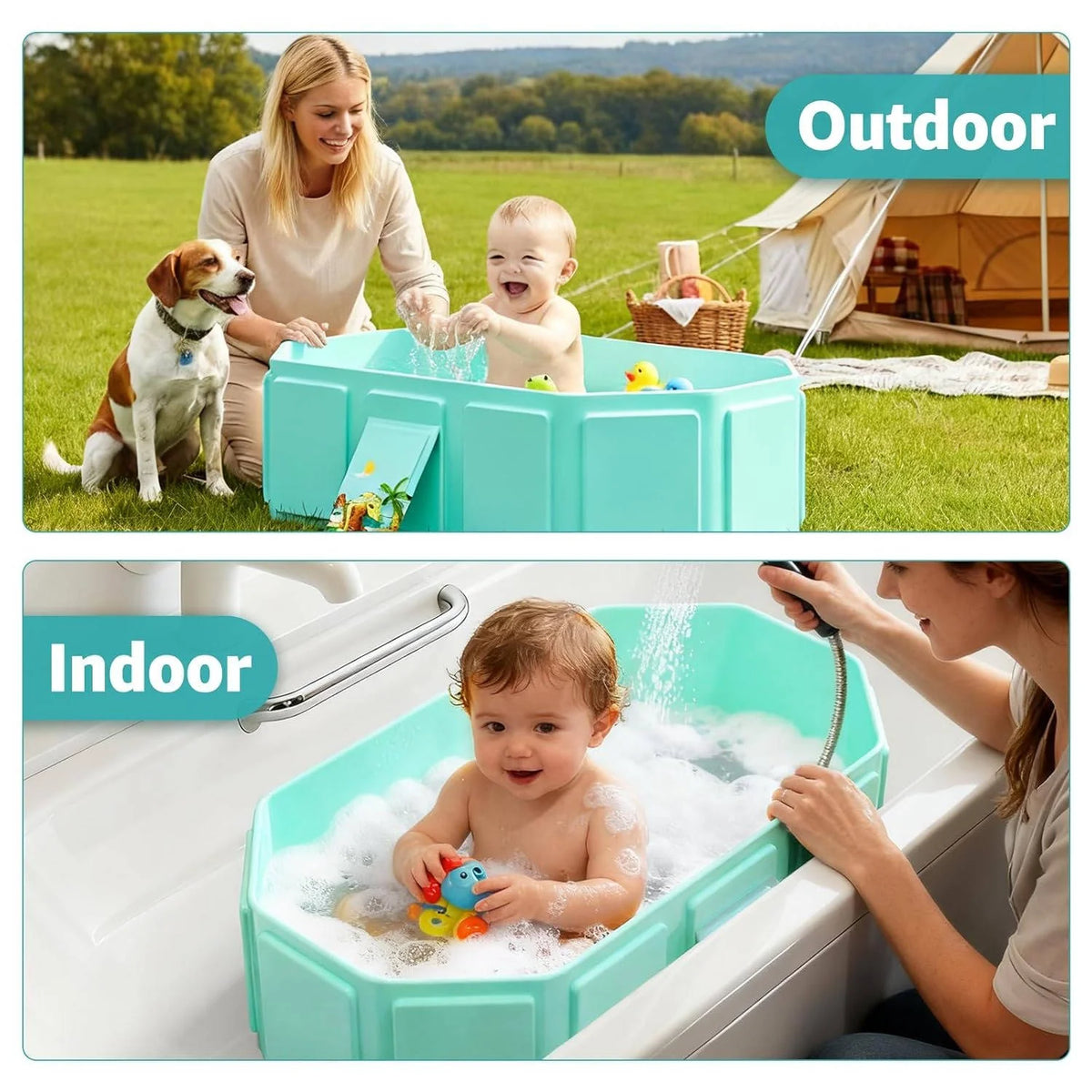 Baby Bathtub Collapsible Inflatable Edge Anti-Slip Base