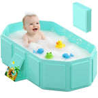 Baby Bathtub Foldable Inflatable Top Edge & Built-In Drain