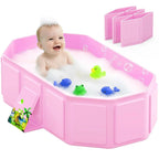 Baby Bathtub Foldable Inflatable Top Edge & Built-In Drain